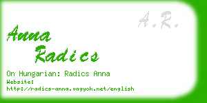 anna radics business card